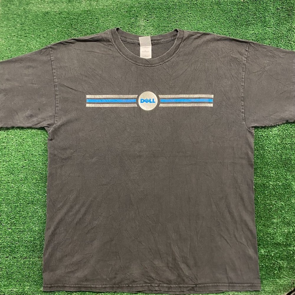 Vintage Y2K Cyber Sun Faded Baggy Dell Computer T-Shirt